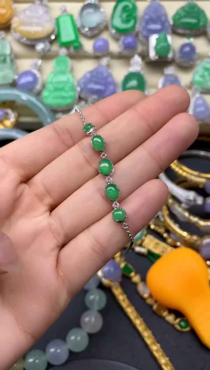 【闪购商品】翡翠手链18K金镶嵌356-中国好珍宝