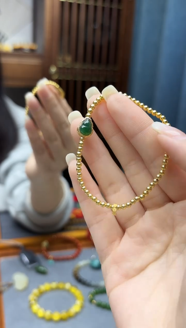 18K金镶嵌挂件翡翠18K金翡翠手链ZX