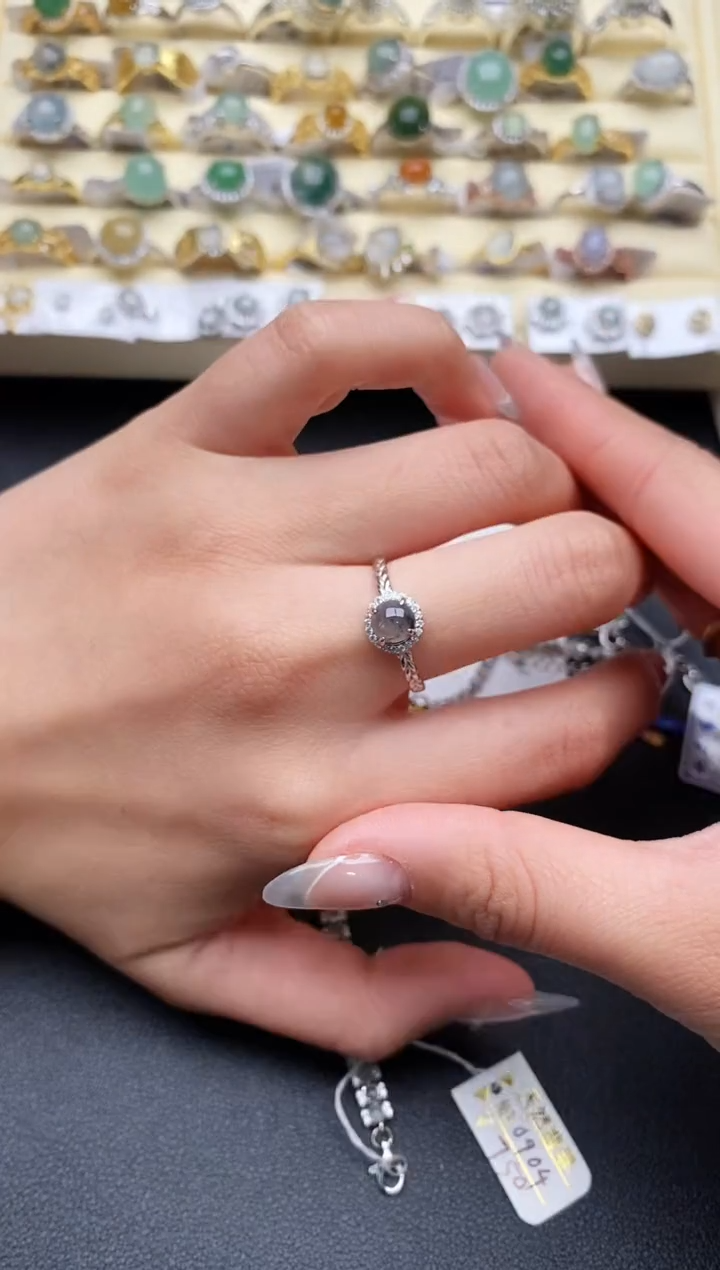 【闪购商品】翡翠戒指银S925镶嵌11111111+9