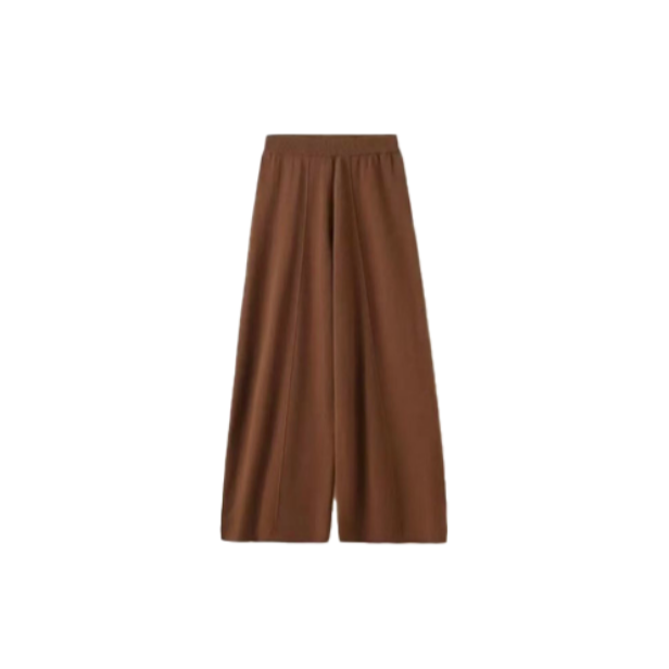 25年早秋新款时尚高级咖色羊毛百搭阔腿休闲裤-1143（25M4637-1）