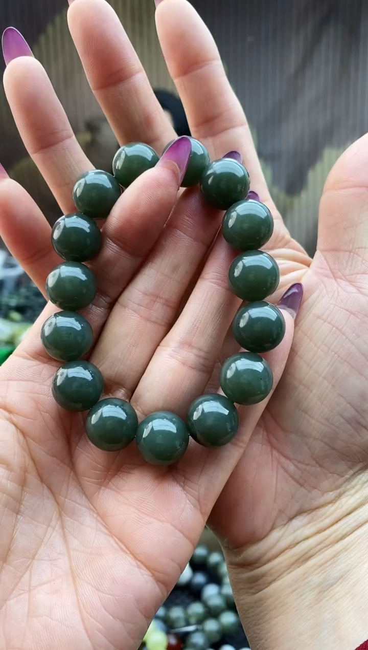 未镶嵌手串和田玉且末蓝孔雀蓝14