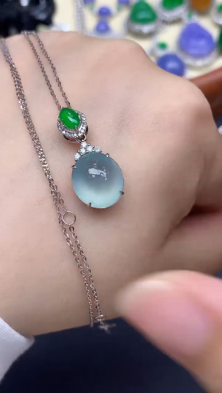 颈饰18K金镶嵌翡翠539-中国好珍宝