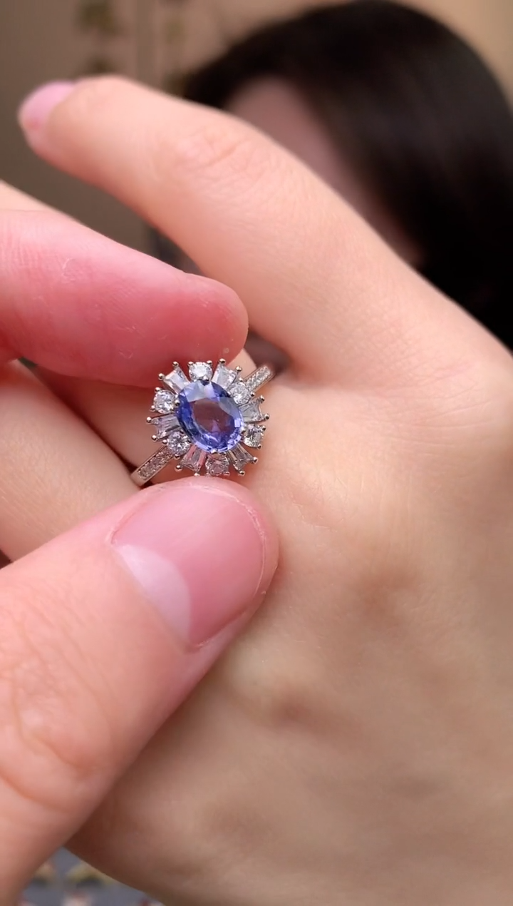 【闪购商品】蓝宝石戒指银S925镶嵌戒指