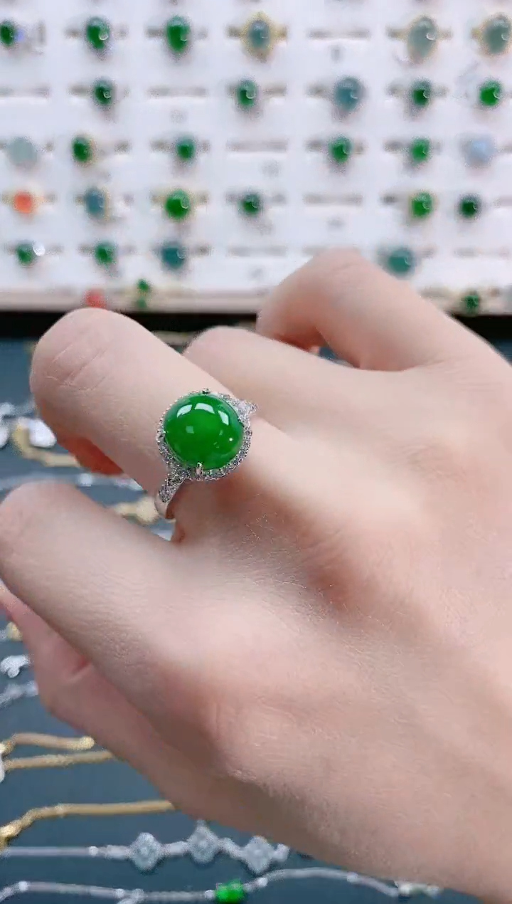 【闪购商品】翡翠戒指银S925镶嵌天然翡翠