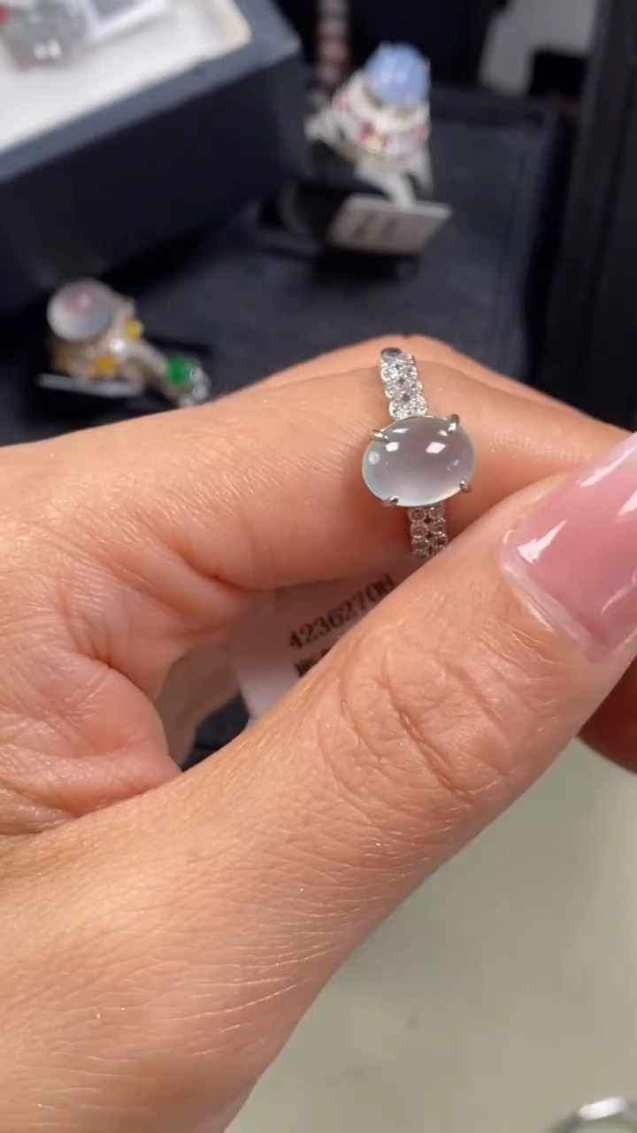 【闪购商品】翡翠戒指银S925镶嵌7821