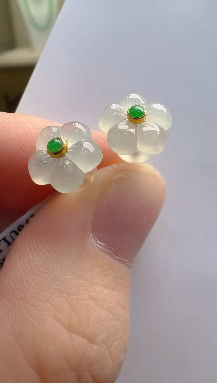 【闪购商品】翡翠耳饰18K金镶嵌多样性发货拍一发一