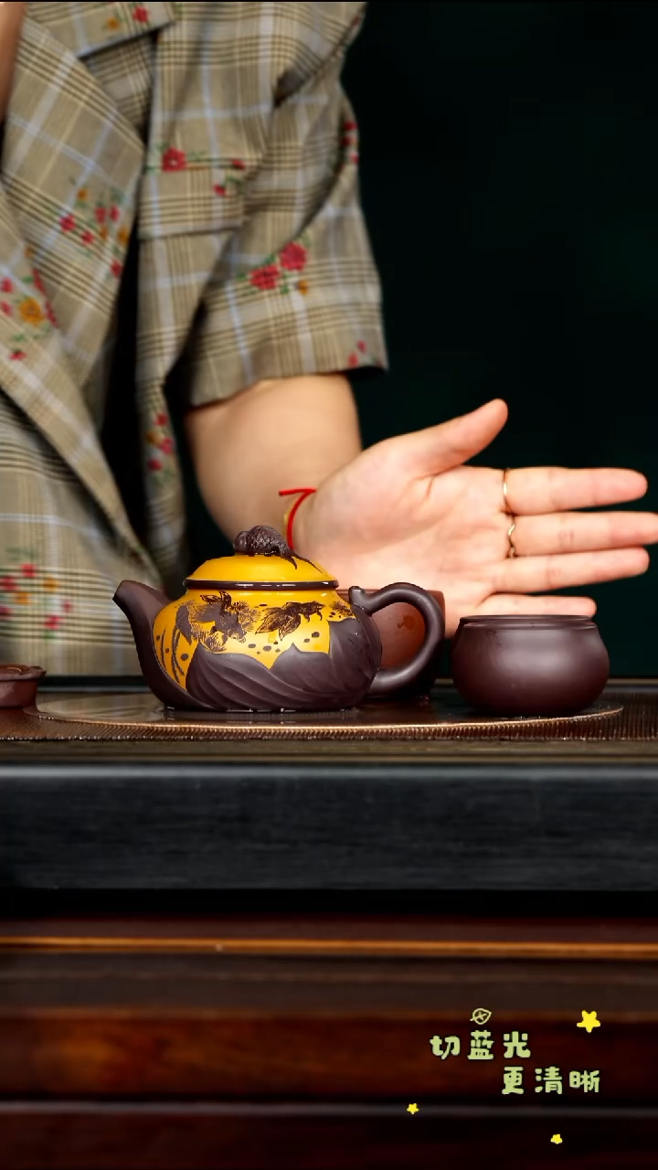 茶壶紫砂宜兴紫砂ZCP 泥上泥工艺 鸿运当头