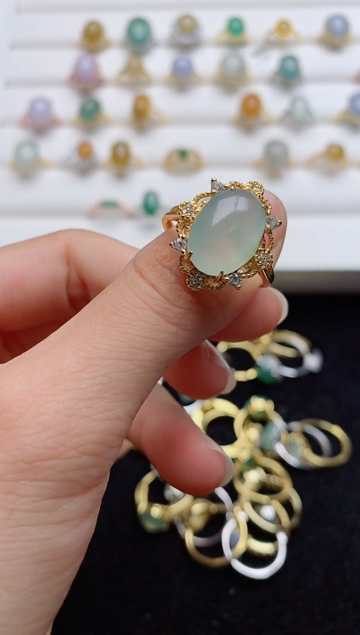 翡翠戒指银S925镶嵌.