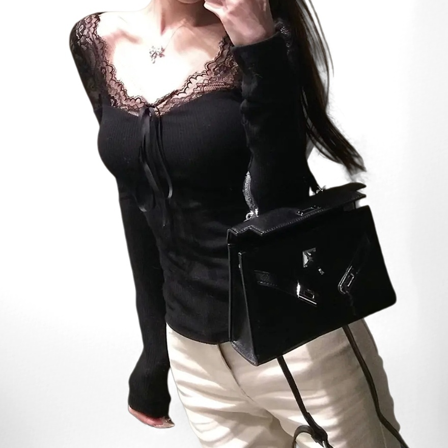 爆单猪家【小娇妻】打底衫女秋季修身显瘦纯欲性感气质短款内搭长袖