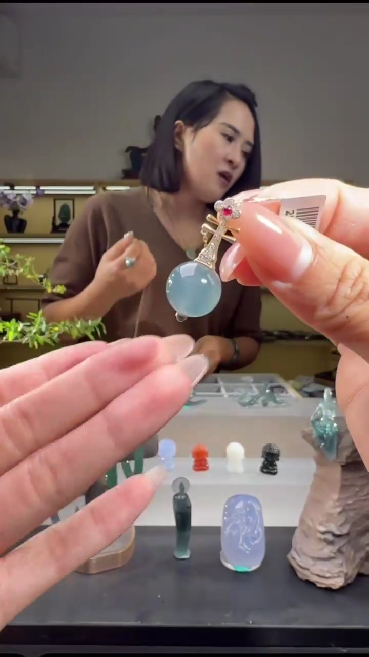 吊坠(不含链)银S925镶嵌翡翠吊坠