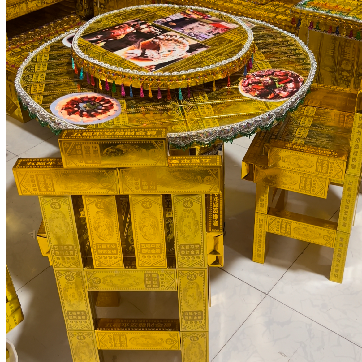 手工作品餐桌带椅子半成品手工组装材料包及教程