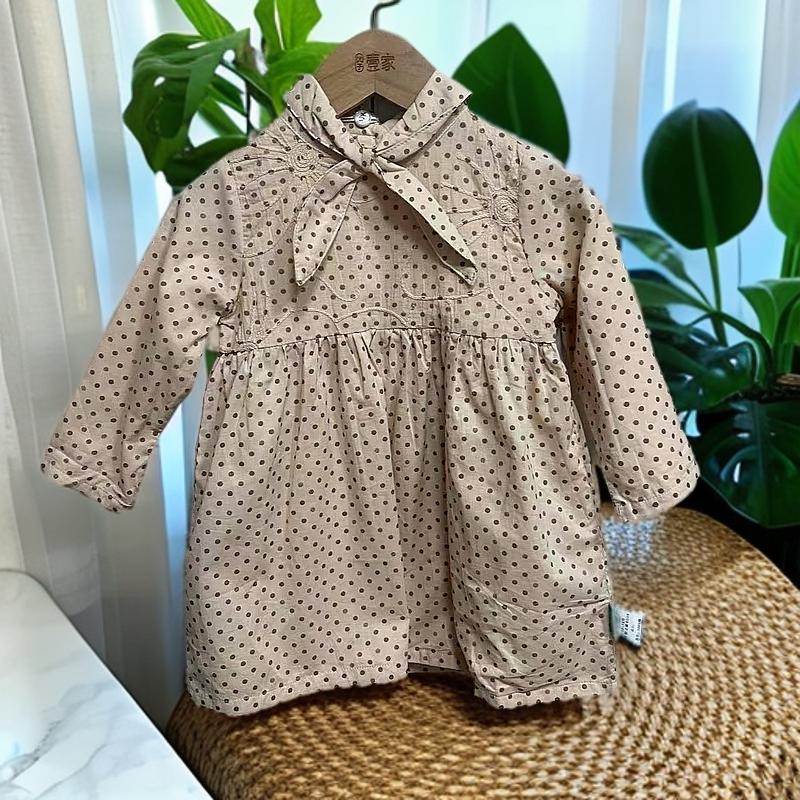 优儿宝贝1132002梭织全棉连衣裙日韩森系棉麻风童装洋气韩范衣服