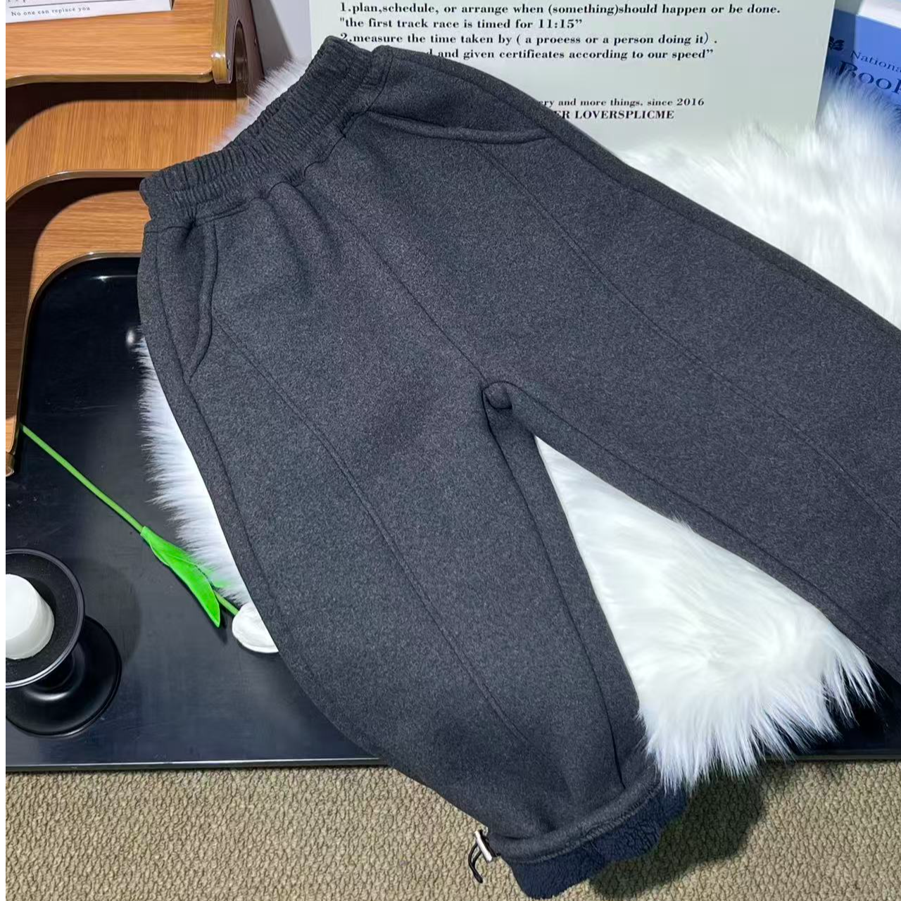 一条过冬亲子加绒加厚休闲时尚裤子