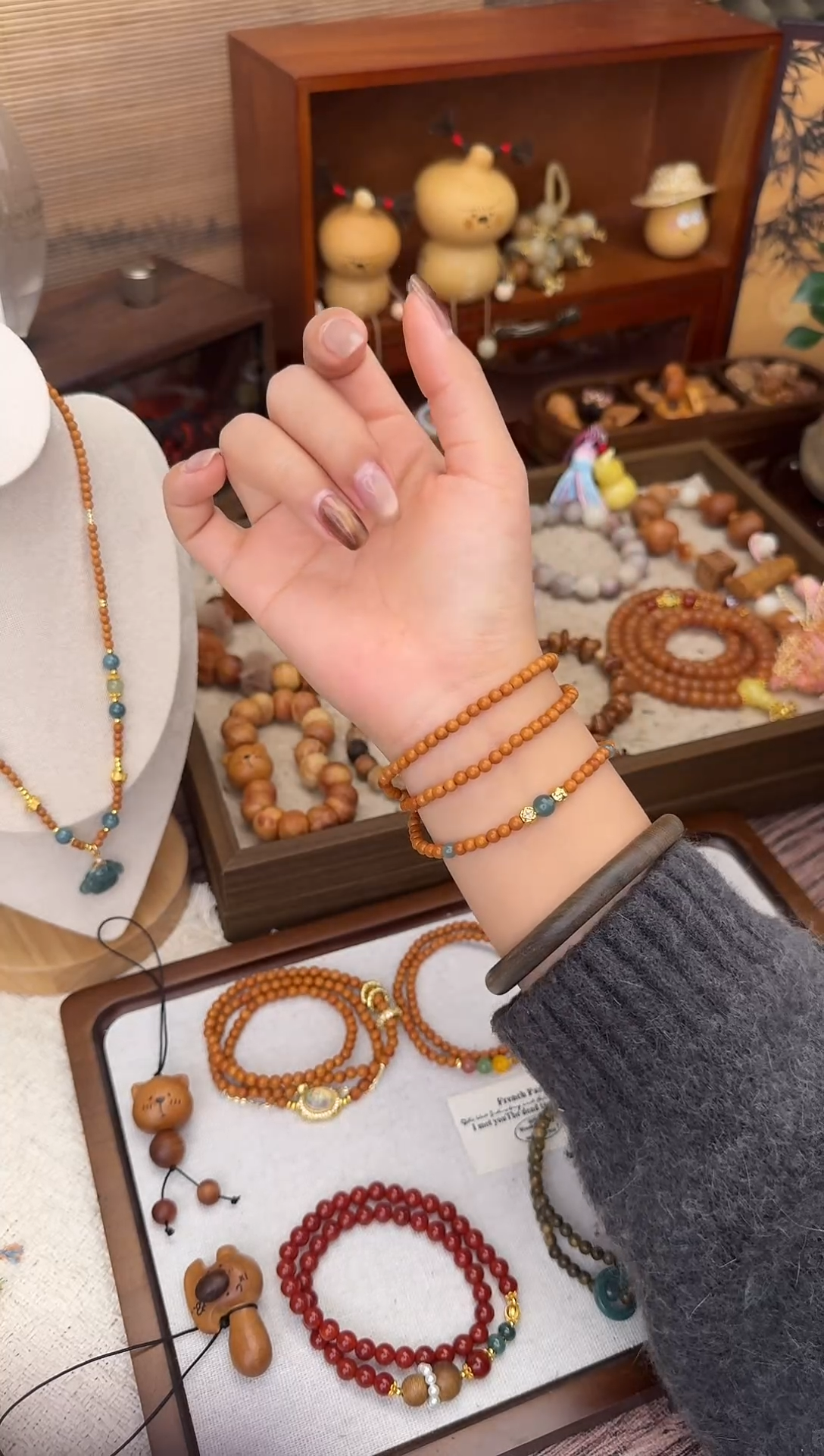 木质类橄榄核多圈手串