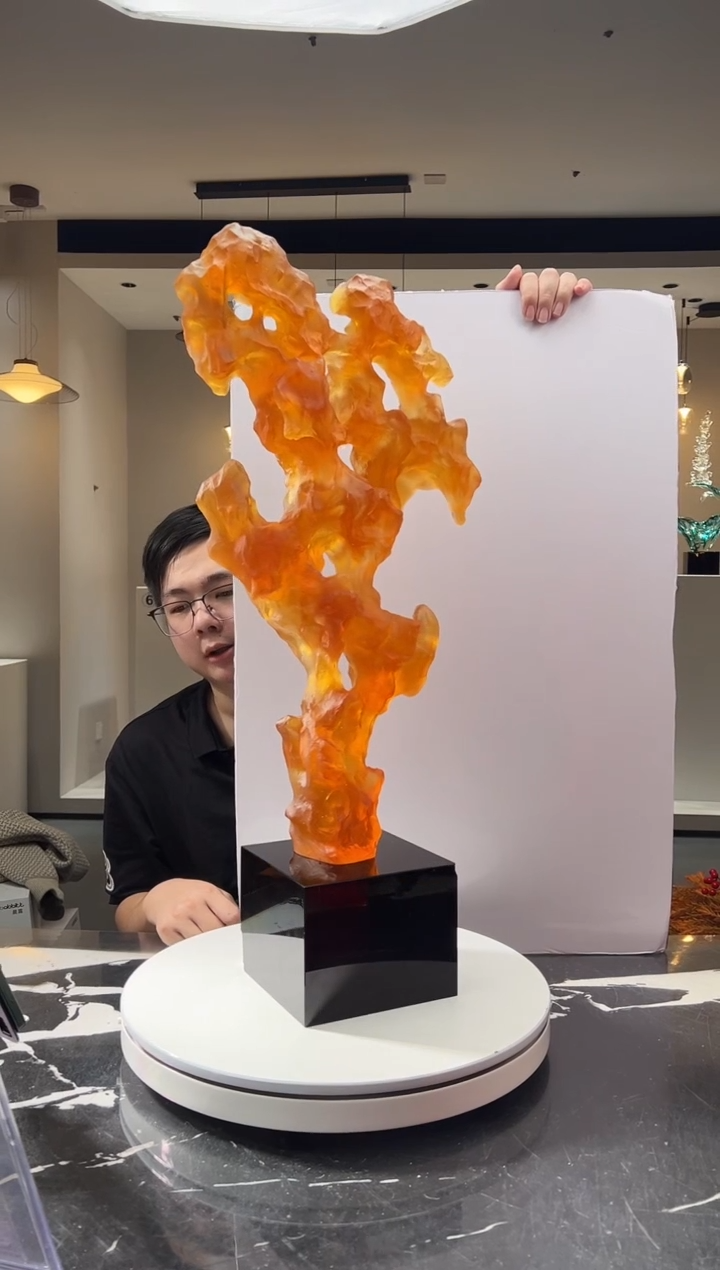 摆件巴比特美学-琥珀金特大号太湖石+底座