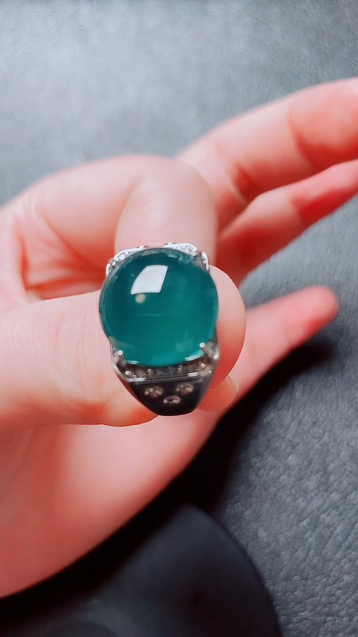 银S925镶嵌戒指翡翠翡翠