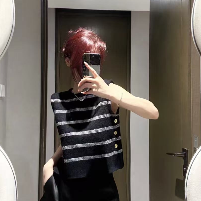 95新 DIOR/迪奥 黑色条纹背心/f38/编号0408