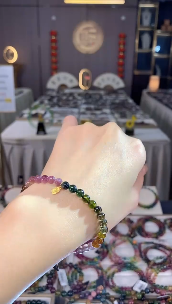 未镶嵌老矿碧玺单圈手串5mm+碧玺dan多样性发货一条