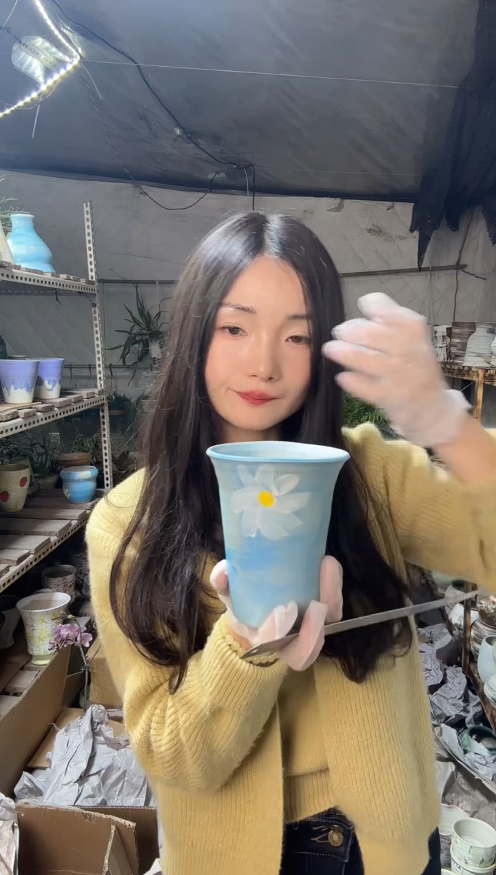 无花朵编号 729   景德镇手工手绘花盆