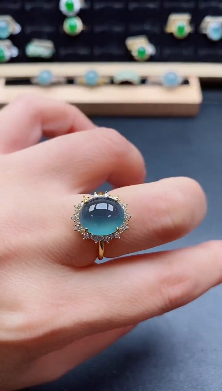 银S925镶嵌戒指翡翠1