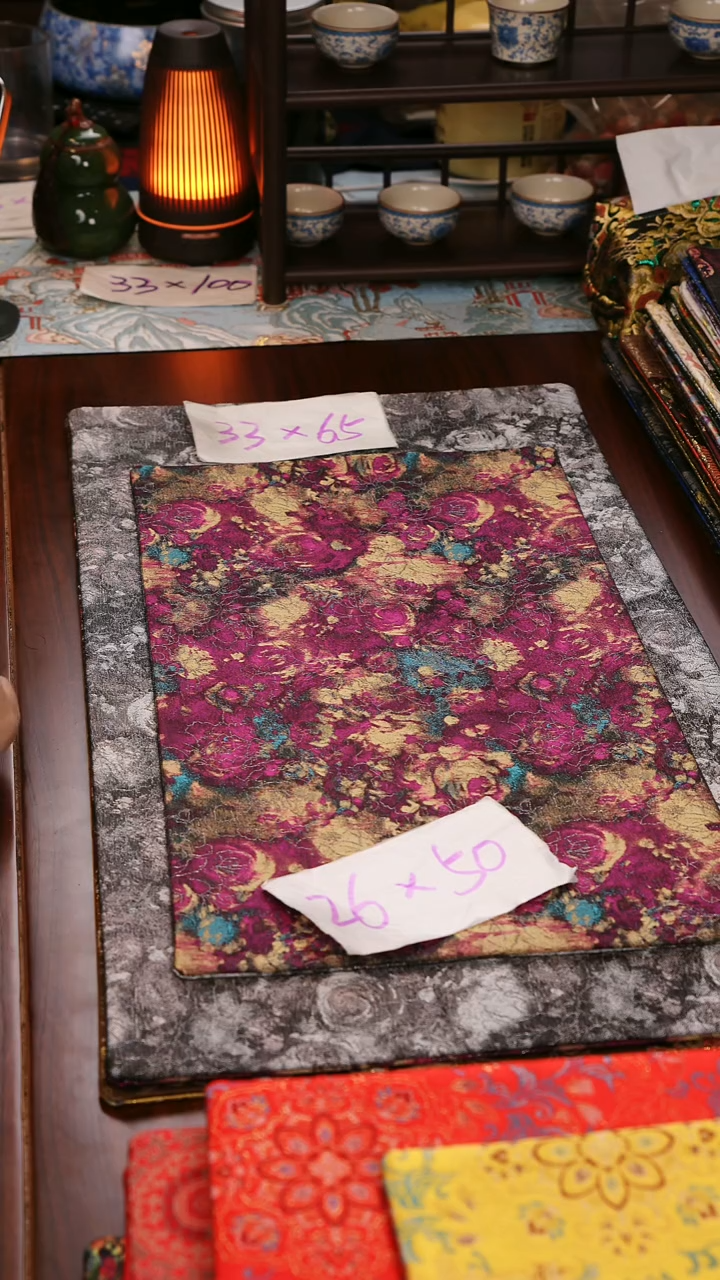 【鎏金玫瑰紫灰双面】中国风干泡织锦茶席33*65