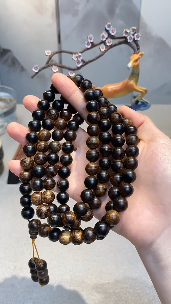 泥塑白棋1.0多圈沉水留疤手串W101550100