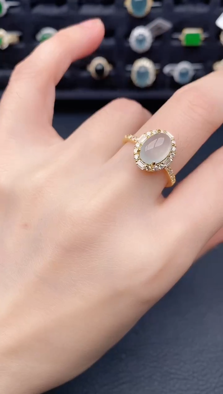 银S925镶嵌戒指翡翠天然a货翡翠471