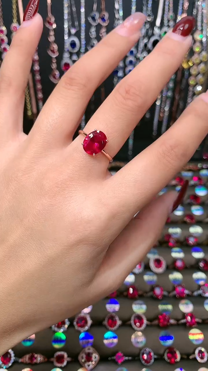 【闪购商品】红宝石戒指银S925镶嵌玫瑰金8.10