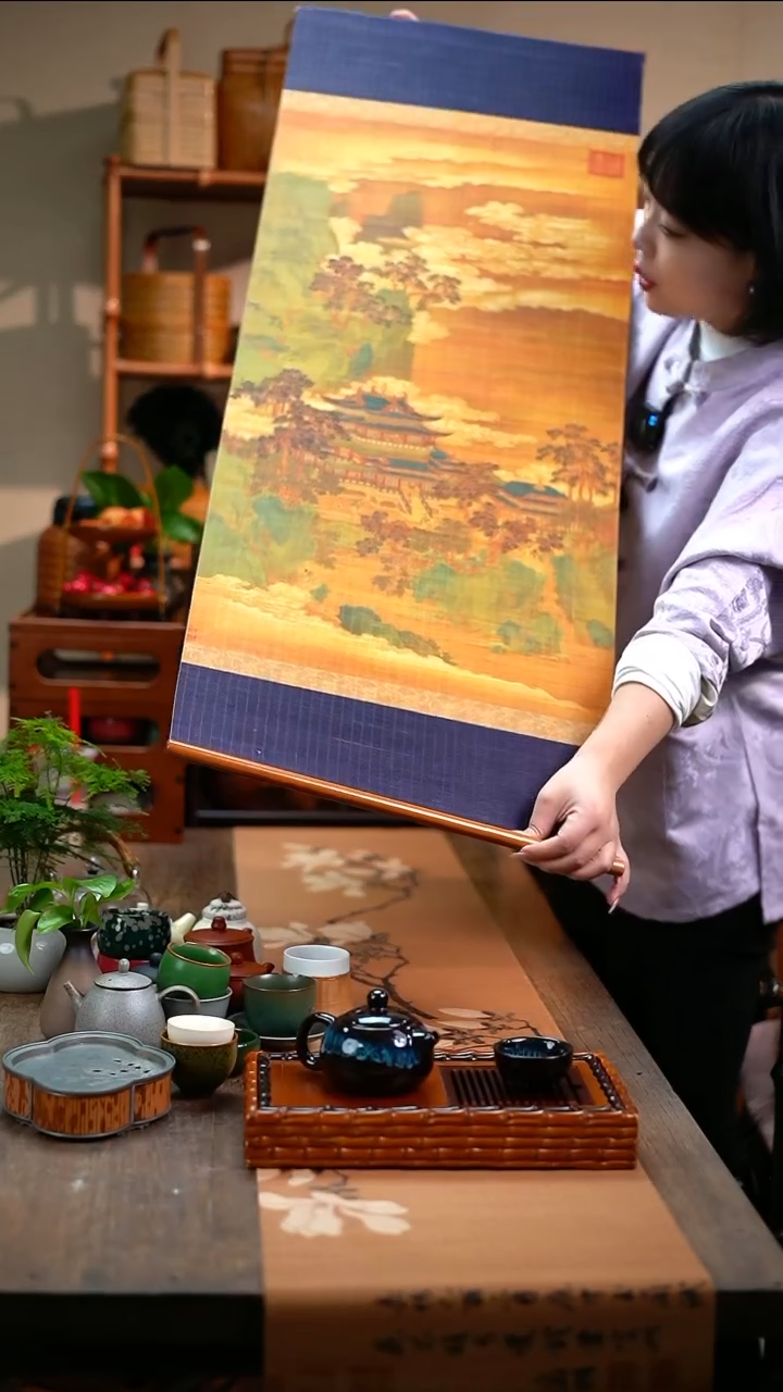 单面仙山楼阁挂画直播间样品
