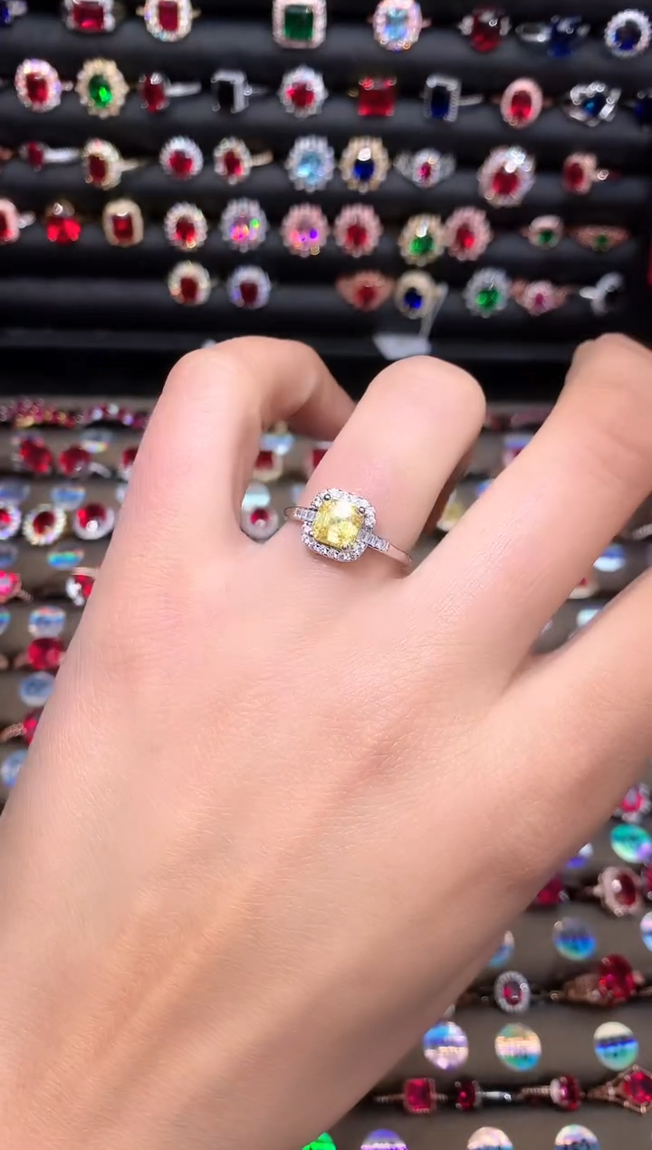 【闪购商品】水晶戒指银S925镶嵌黄水晶6白