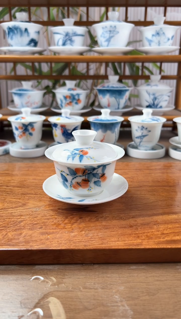 微瑕柿子130ml三才盖碗