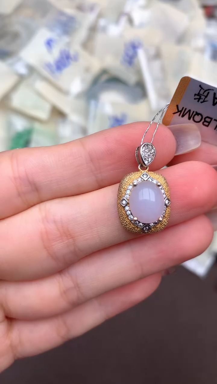银S925镶嵌挂件翡翠一