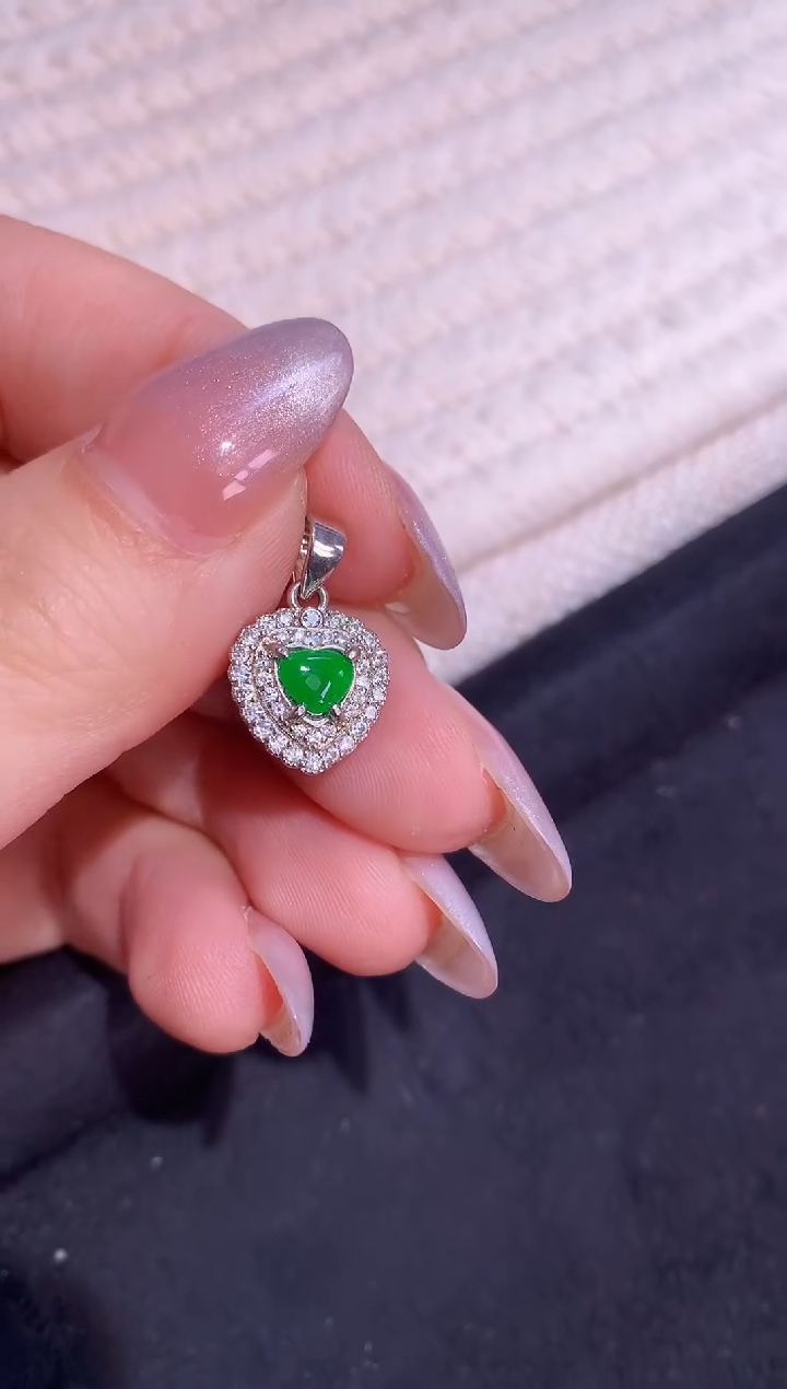 翡翠银S925镶嵌吊坠(不含链)吊坠