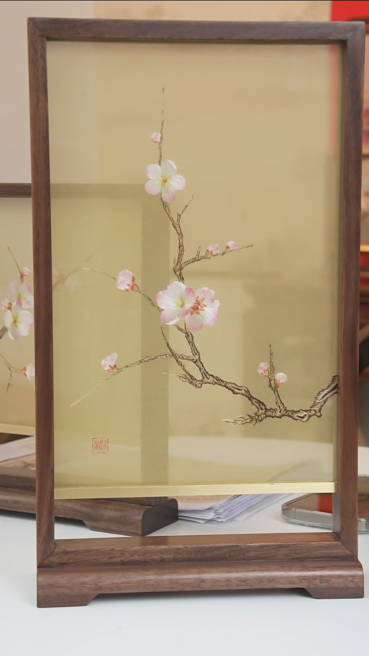 【闪购商品】刺绣《五福临门》双面绣摆件