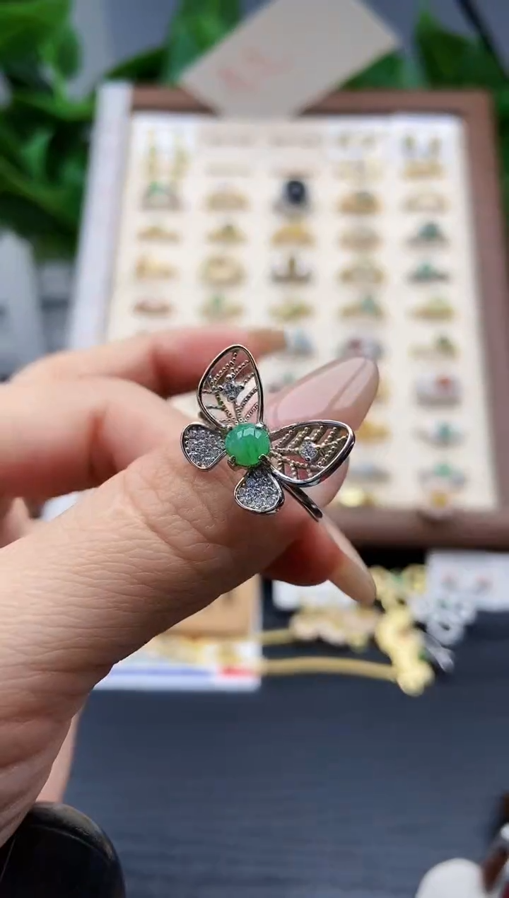 银S925镶嵌戒指翡翠12