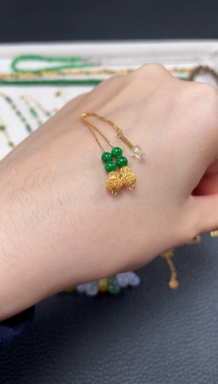 【闪购商品】翡翠耳饰18K金镶嵌多样性发货一对  JK283