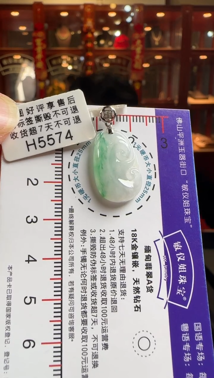 颈饰18K金镶嵌翡翠H5574 如意