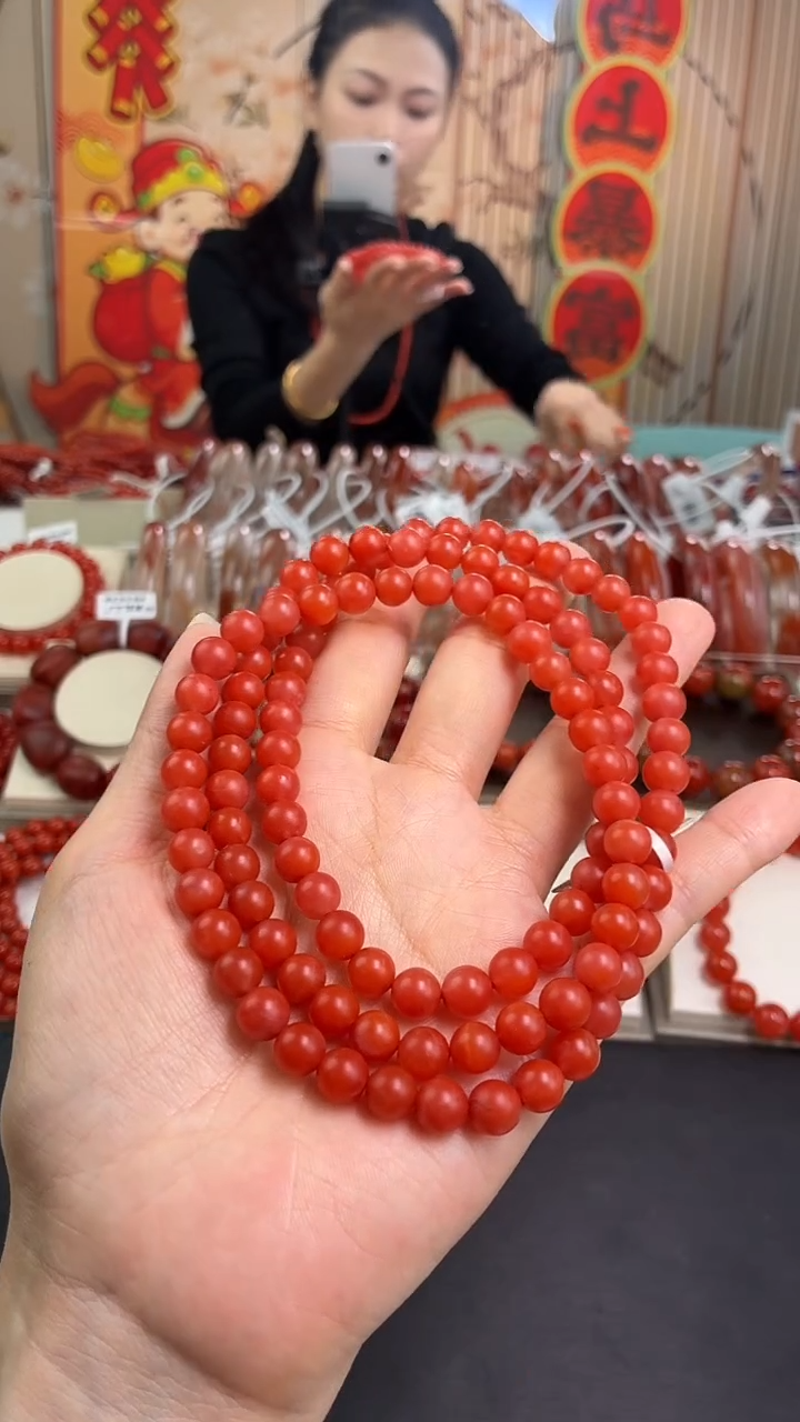 未镶嵌保山（大水沟）哑光多圈7mm南红玛瑙（一个/条）