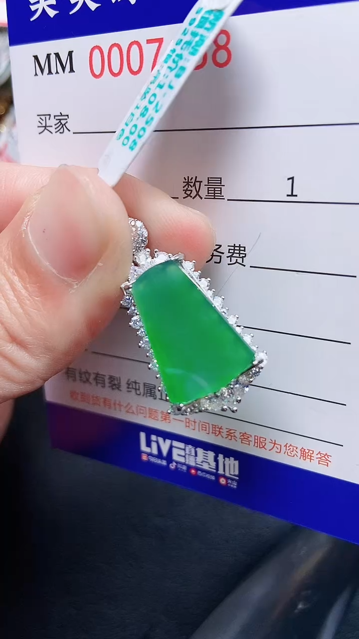 颈饰银S925镶嵌翡翠7658