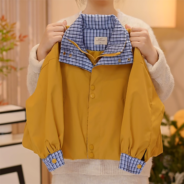 【米小洛】2026春季儿童立领衬衫格子拼接撞色休闲时尚百搭外套