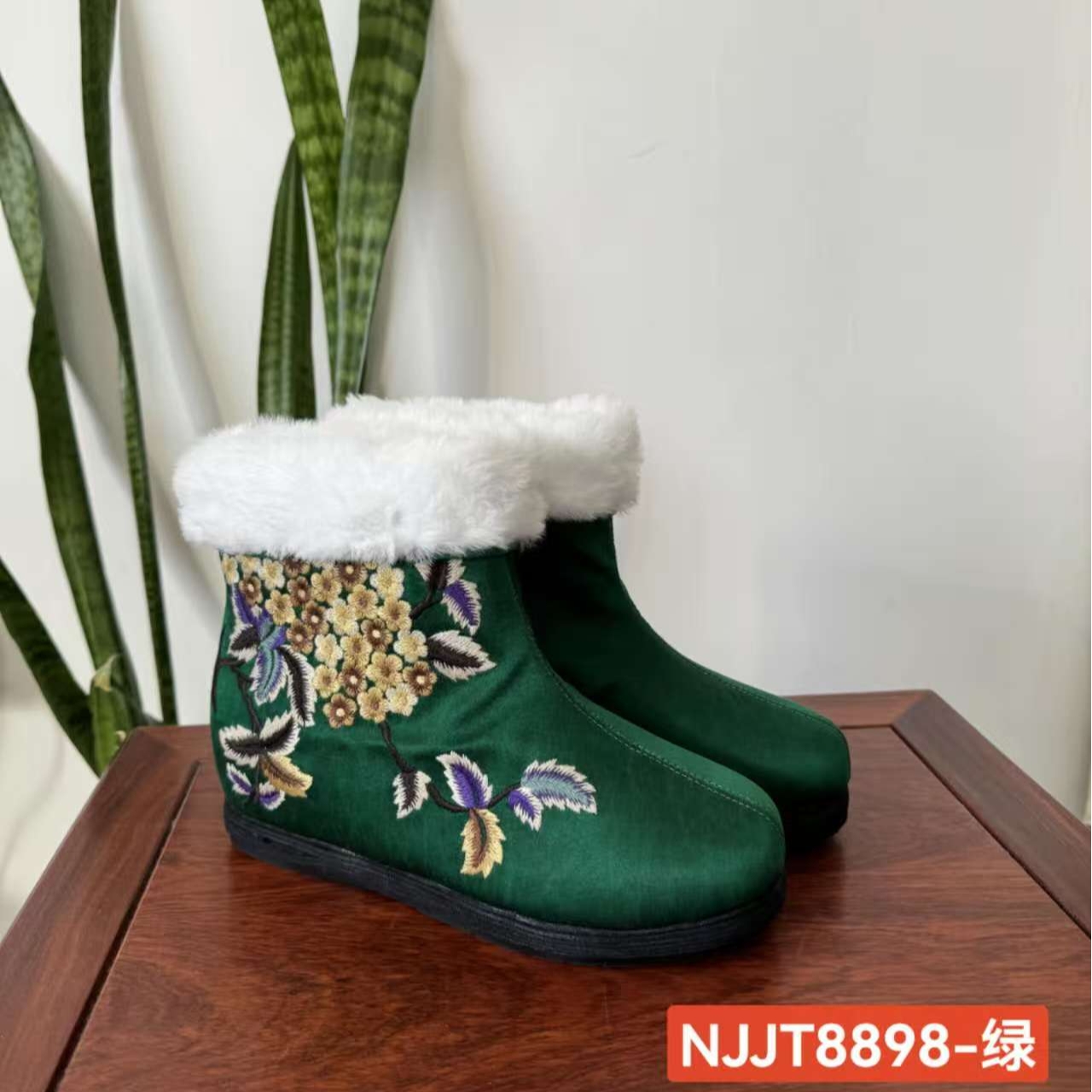 娜家国风绣球花靴秋冬靴子短靴NJJT（8898）