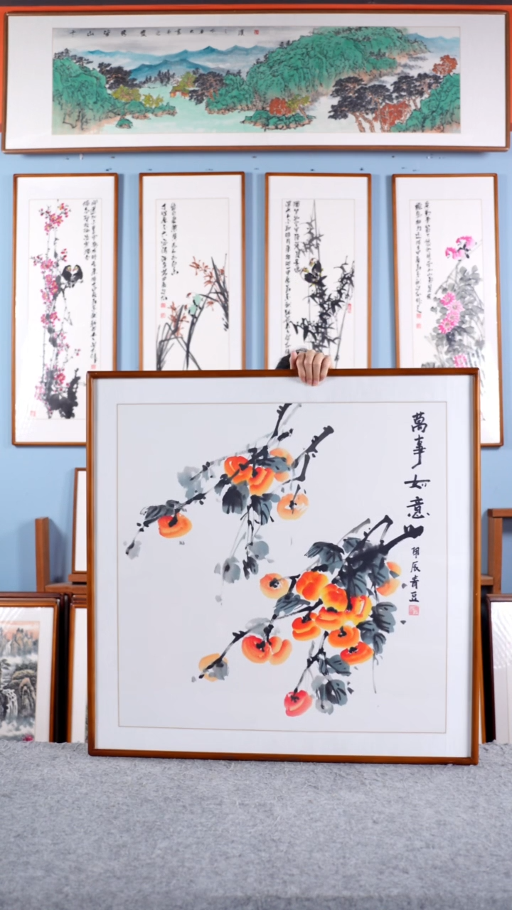 【闪购商品】国画戚莉莉《万事顺意》手绘带框83*83