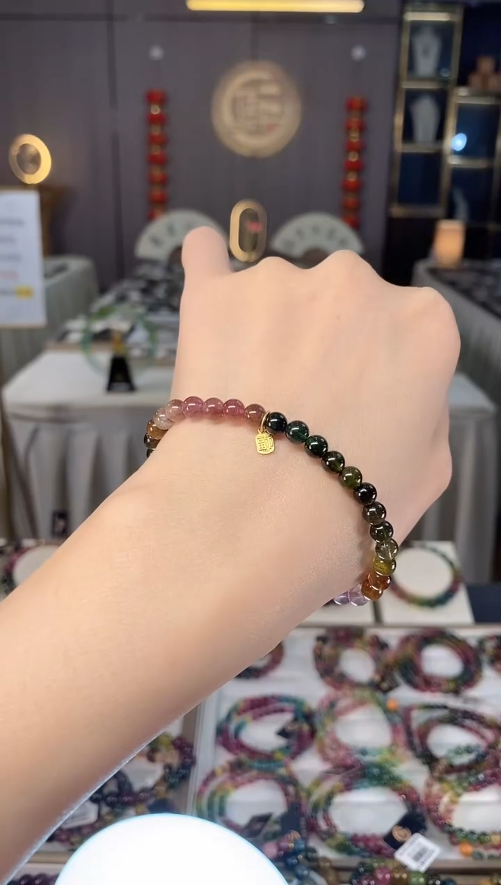 未镶嵌老矿碧玺单圈手串5mm+碧玺dan多样性发货一条