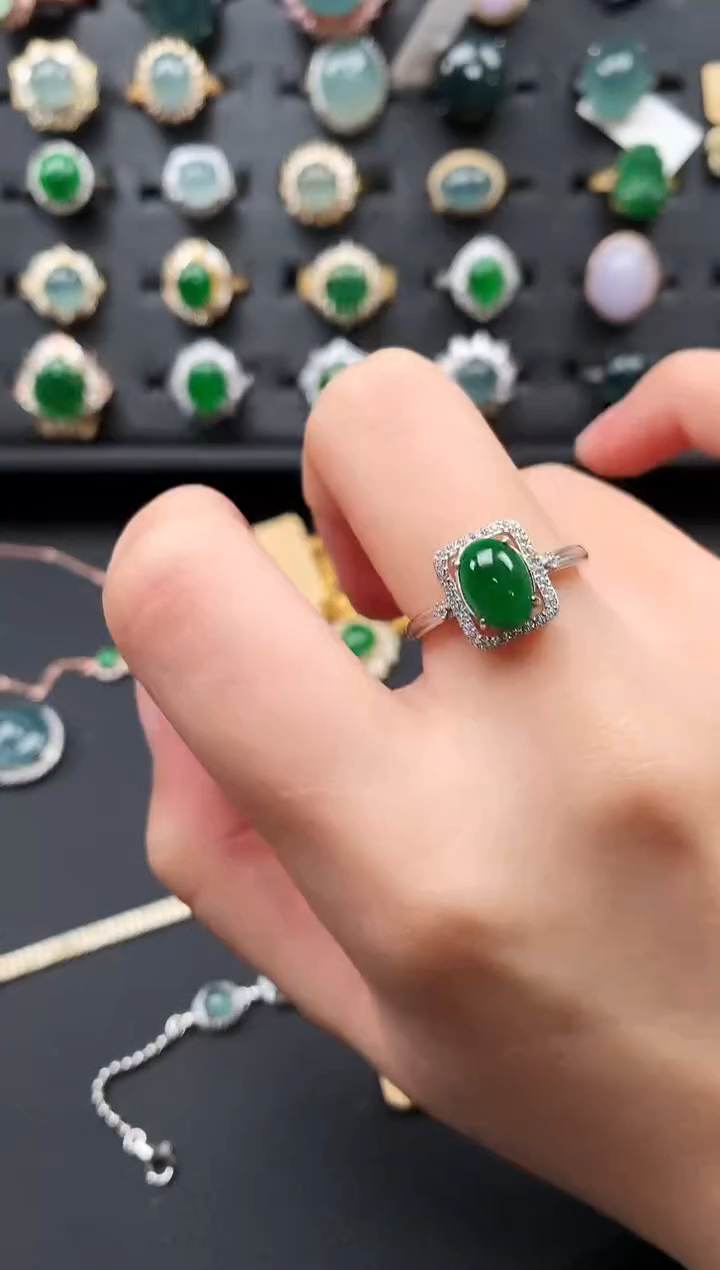 【闪购商品】翡翠戒指银S925镶嵌4576457