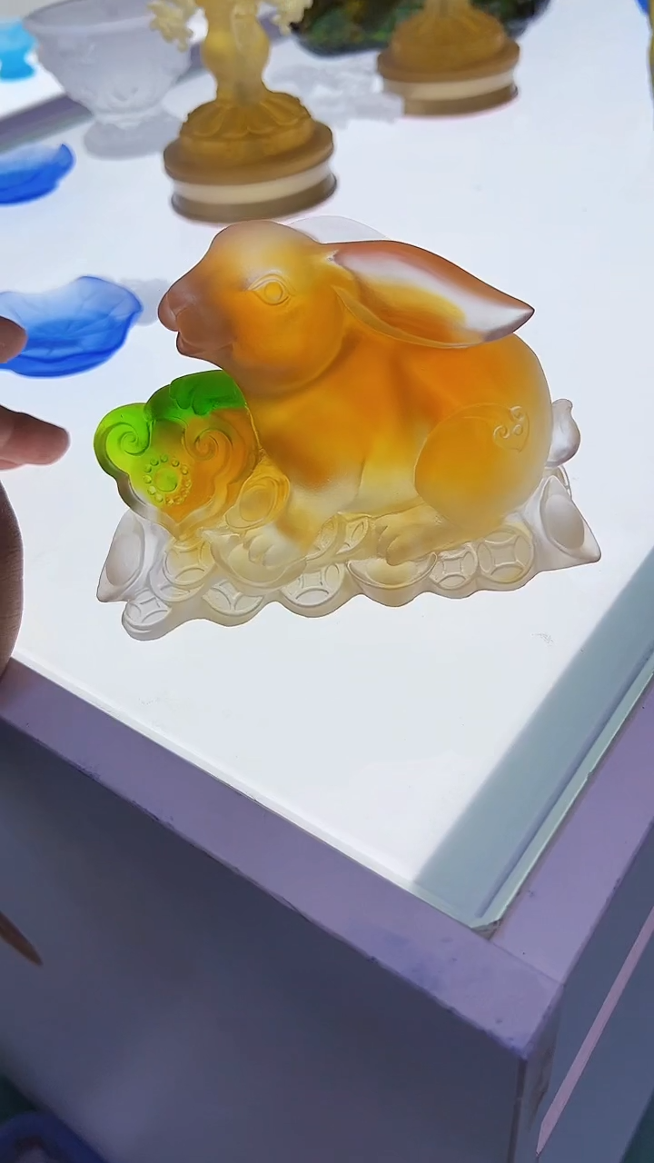 手工艺品琉璃古法琉璃兔子摆件