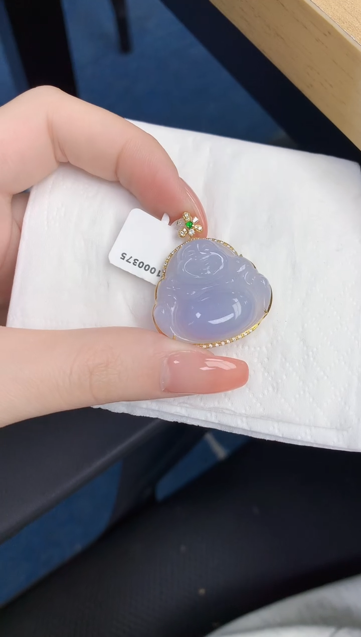 【闪购商品】翡翠颈饰18K金镶嵌天然缅甸翡翠A货