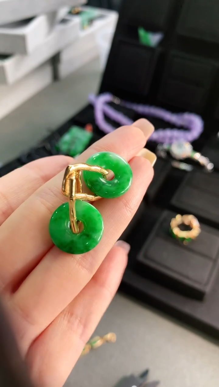 【闪购商品】翡翠耳饰银S925镶嵌耳饰