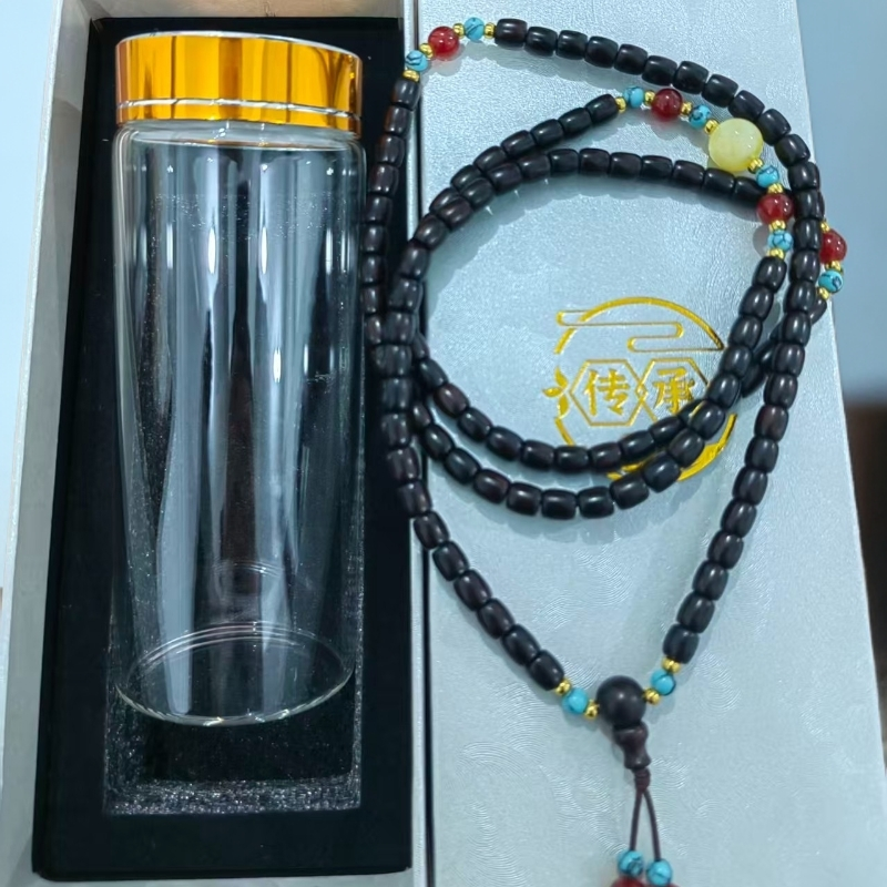 QS-6143-小叶紫檀多圈手串项链（带礼盒）