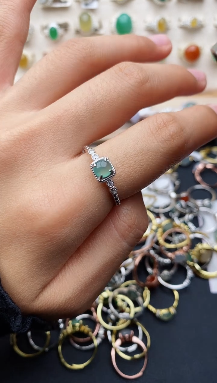 【闪购商品】翡翠戒指银S925镶嵌缅甸翡翠