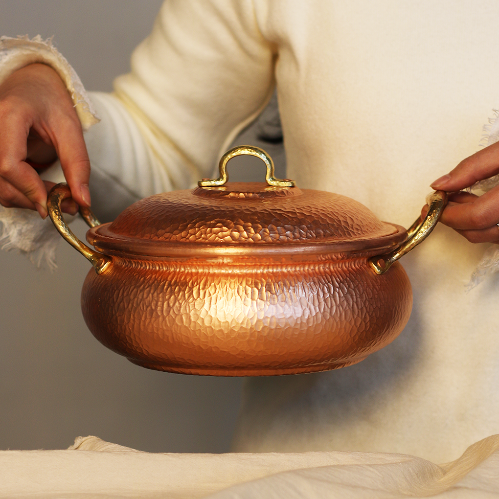 纯紫铜汤锅炖涮煮焖大铜锅立耳原色加厚大容量商用燃气电磁炉